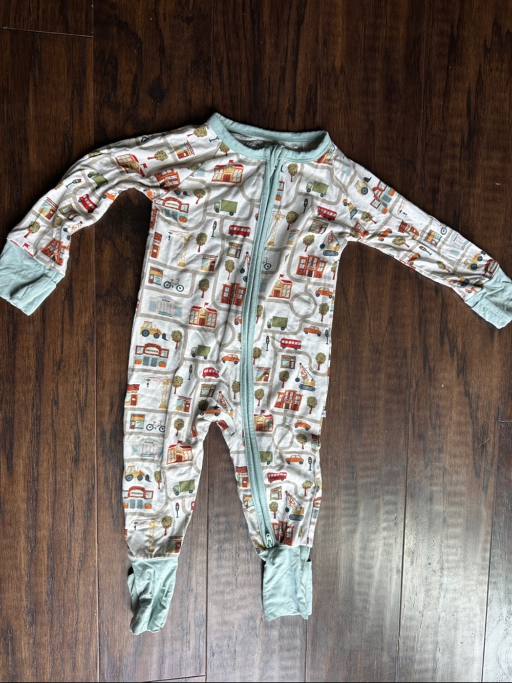 Emerson and Friends bamboo Pajama in Light Blue with Town Print.